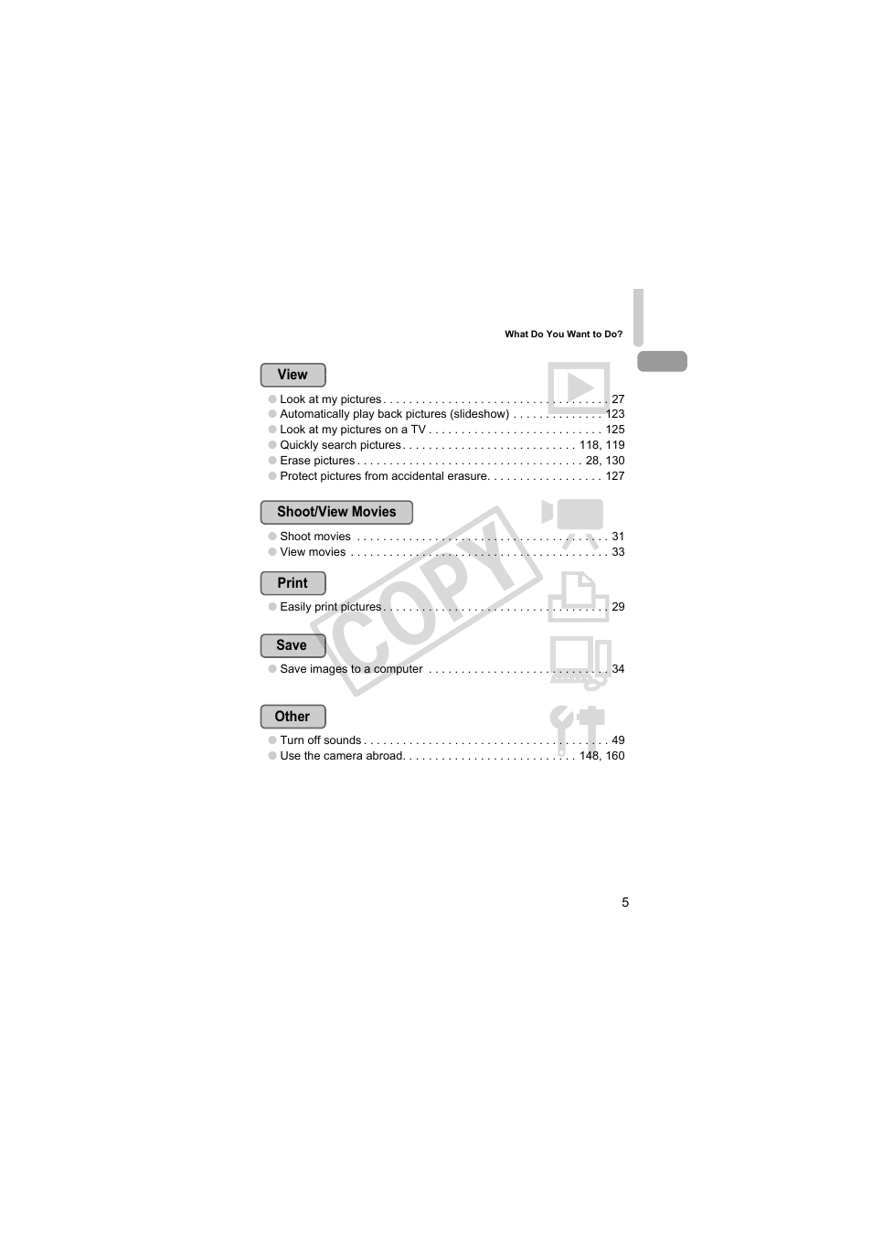 Co py | Canon PowerShot Camera S90 User Manual | Page 5 / 179