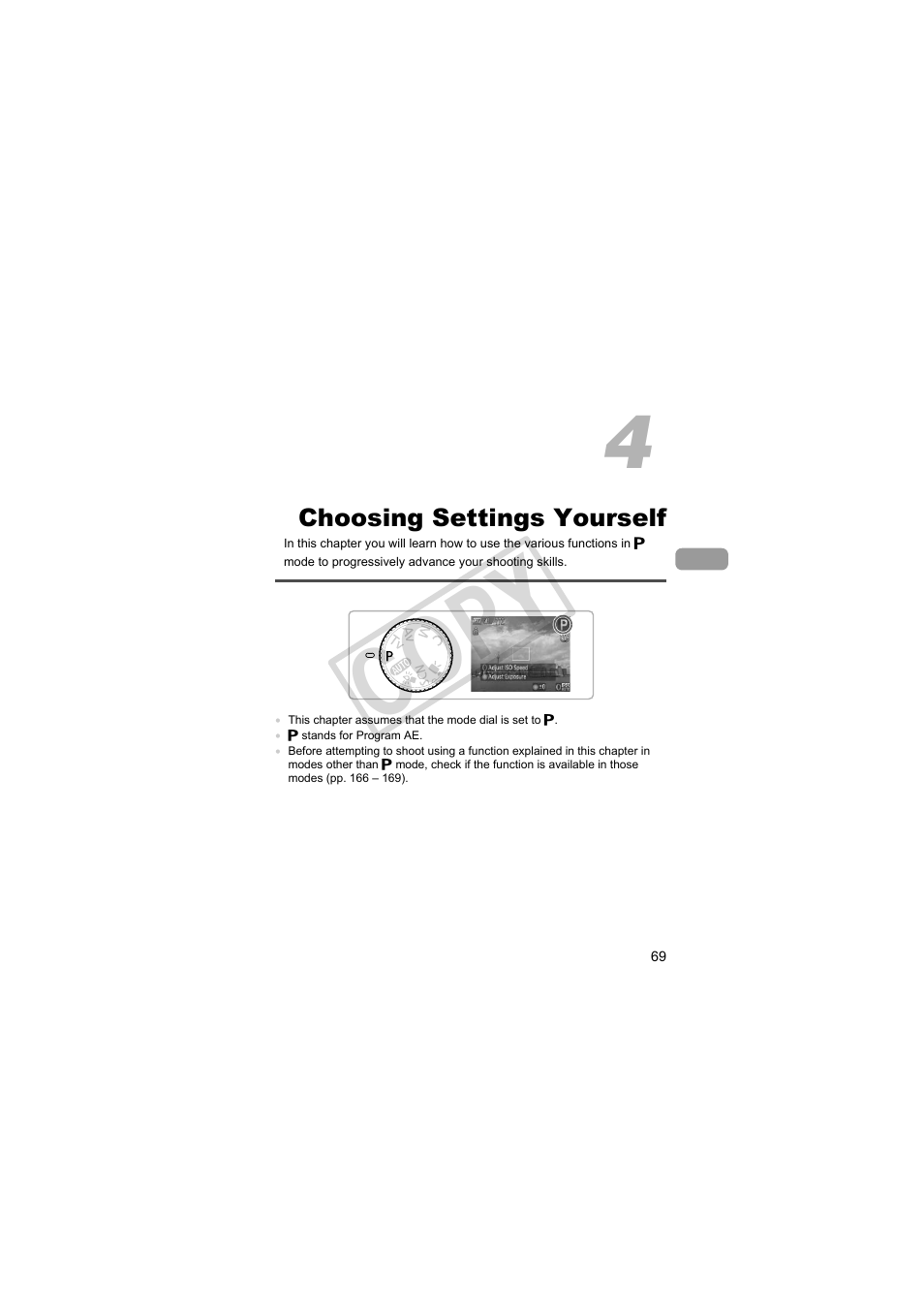 Choosing settings, Yourself, Co py | Canon PowerShot Camera S90 User Manual | Page 69 / 179