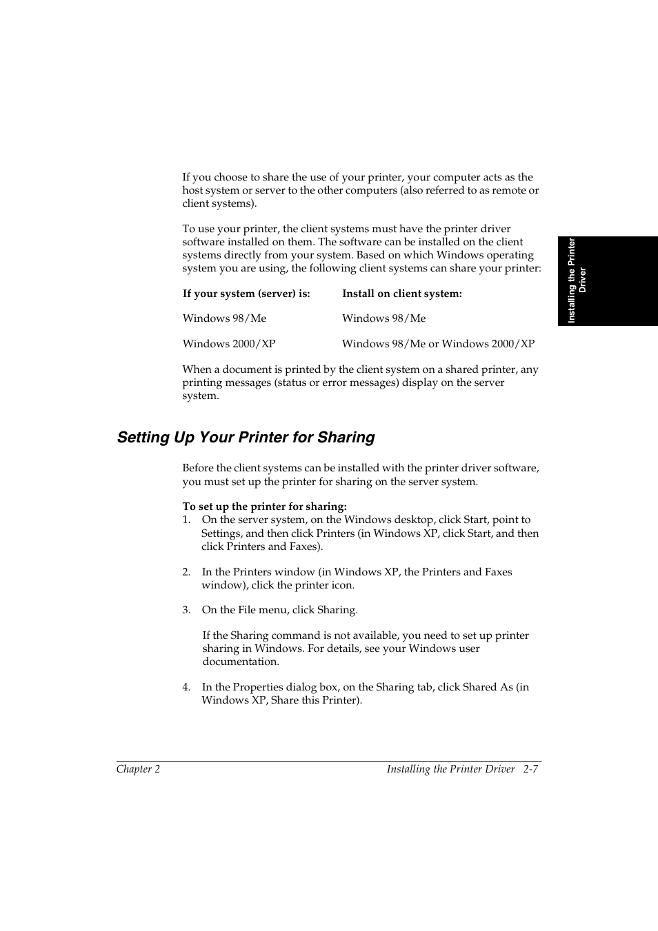 Setting up your printer for sharing -7, Setting up your printer for sharing 2 | Canon FAX-L290 User Manual | Page 17 / 66
