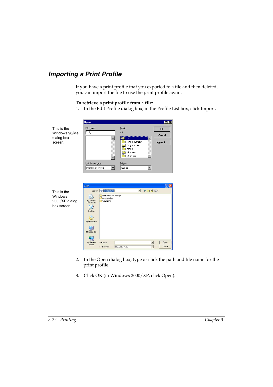 Importing a print profile -22, Importing a print profile 3 | Canon FAX-L290 User Manual | Page 42 / 66