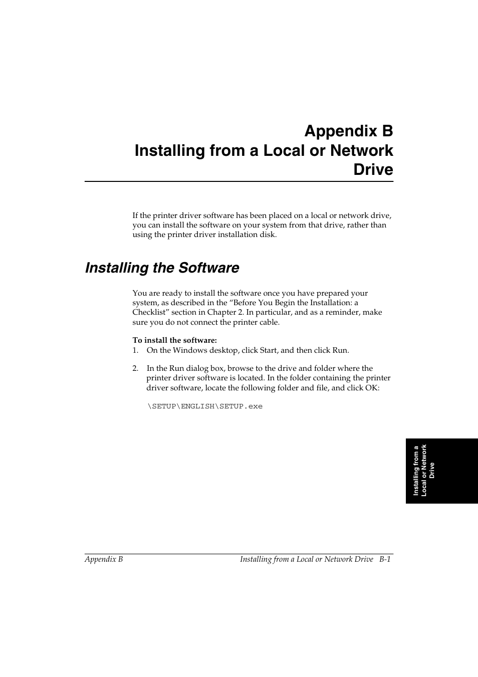 Installing from a local or network drive, Installing the software 4 | Canon FAX-L290 User Manual | Page 55 / 66