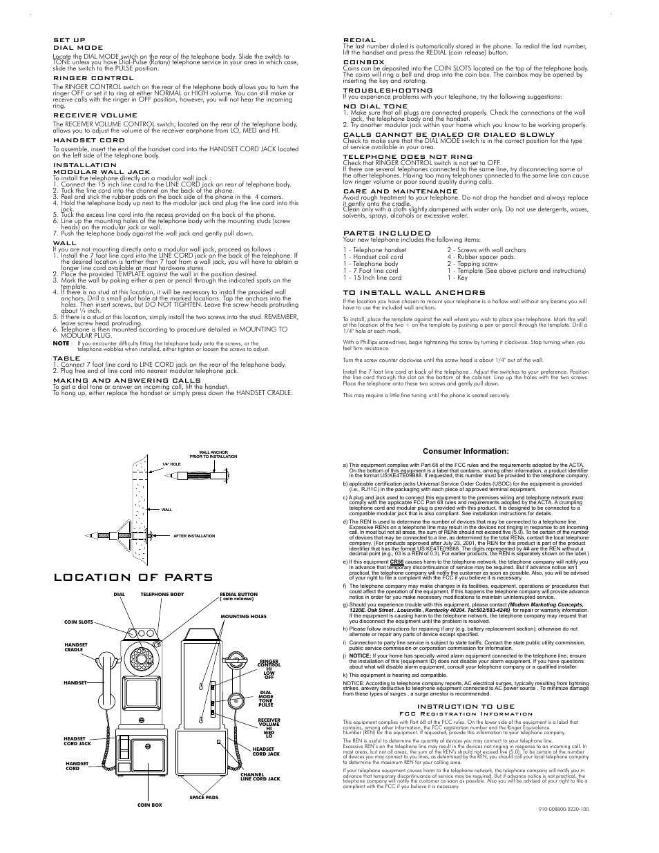 Location of parts, Parts included | Crosley Radio CR56 User Manual | Page 2 / 2
