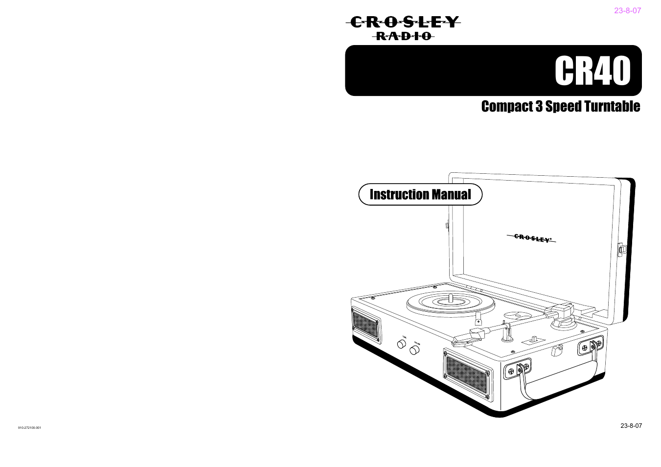Crosley Radio CR40 User Manual | 6 pages