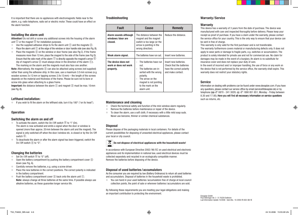 Dexaplan FA 602 User Manual | Page 2 / 2