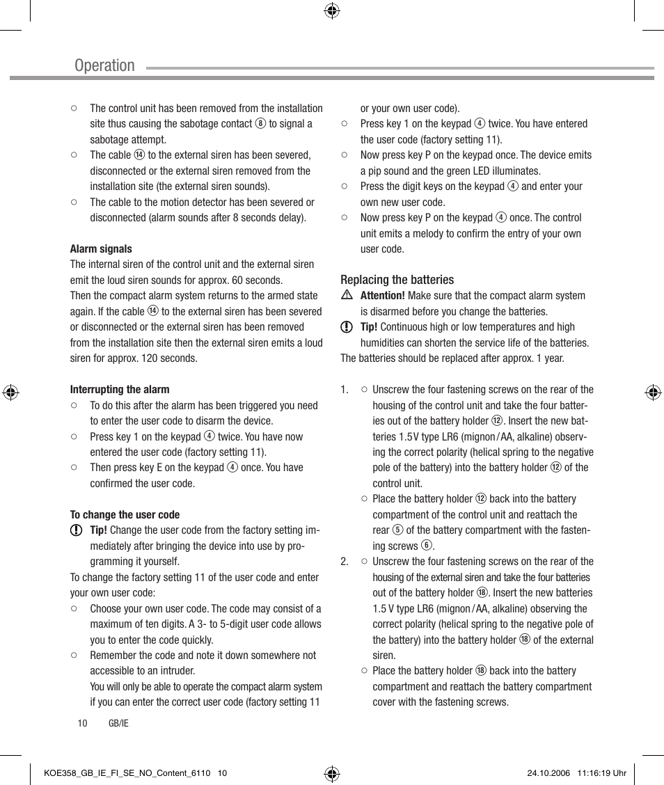 Operation | Dexaplan CA 616 User Manual | Page 10 / 42