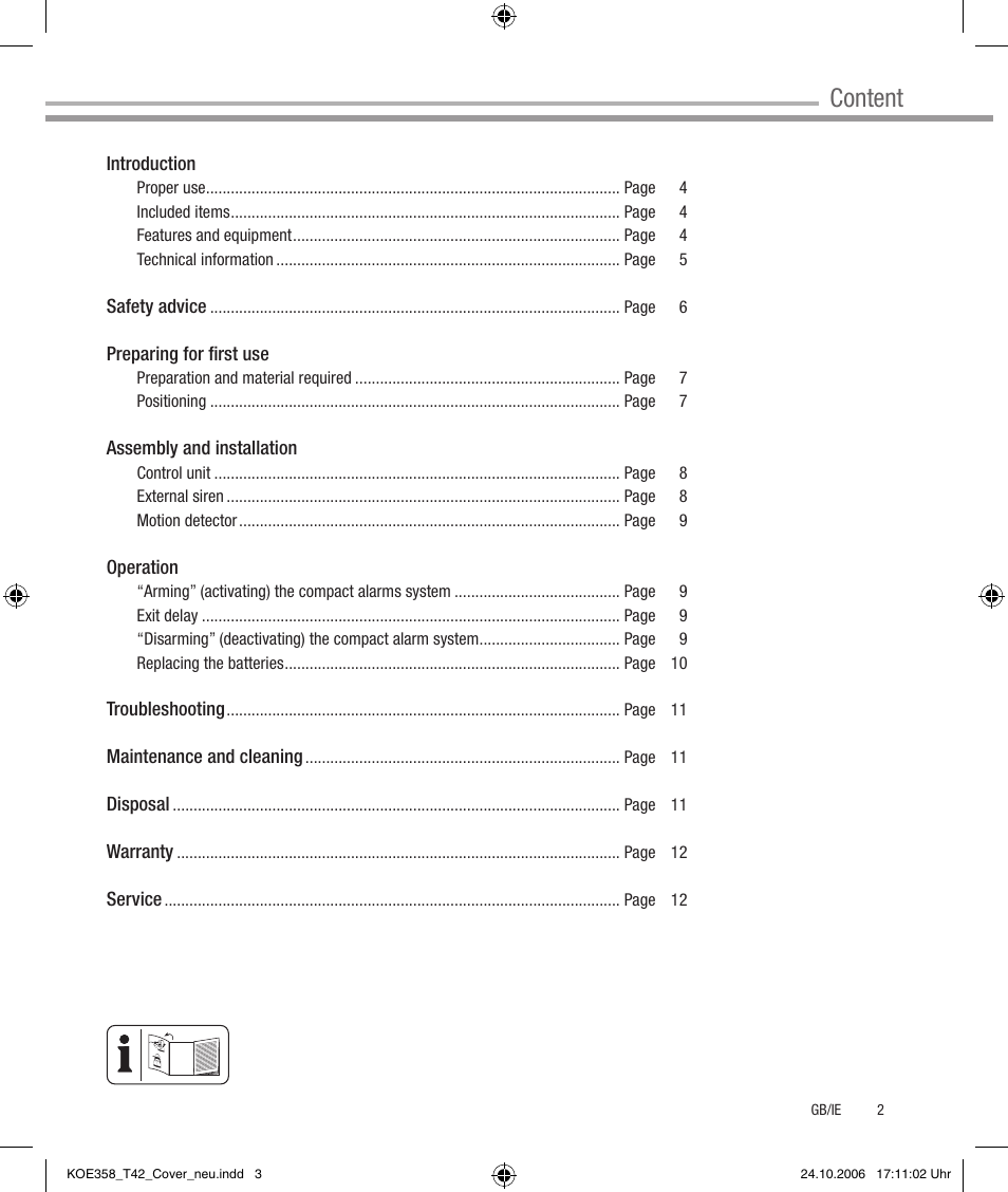 Content | Dexaplan CA 616 User Manual | Page 2 / 42