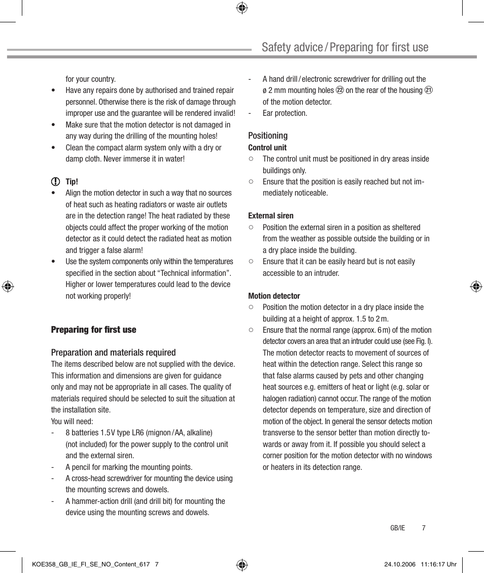 Safety advice / preparing for first use | Dexaplan CA 616 User Manual | Page 7 / 42