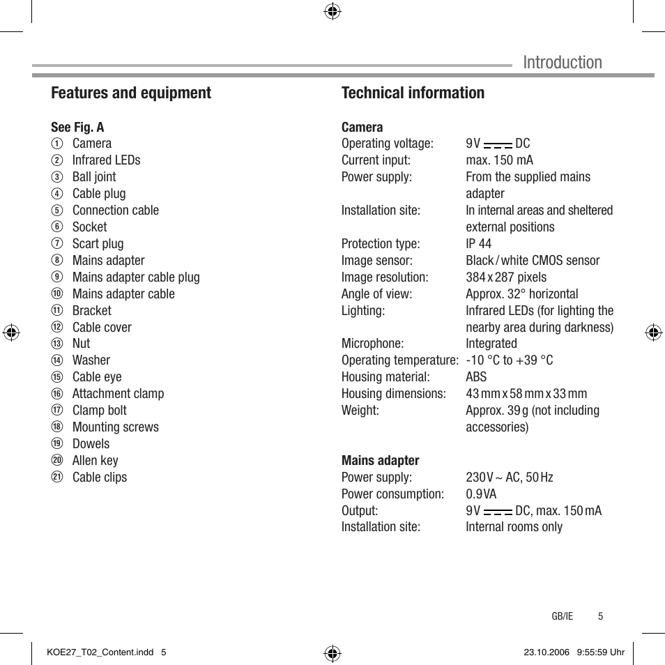 Introduction, Features and equipment, Technical information | Dexaplan MC 610 User Manual | Page 3 / 10