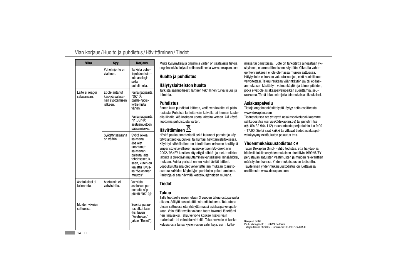 Dexaplan BA 611 User Manual | Page 25 / 35