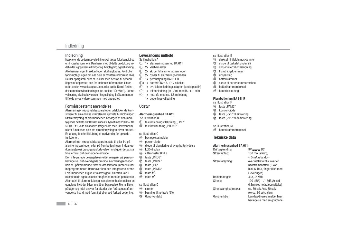 Indledning | Dexaplan BA 611 User Manual | Page 17 / 35