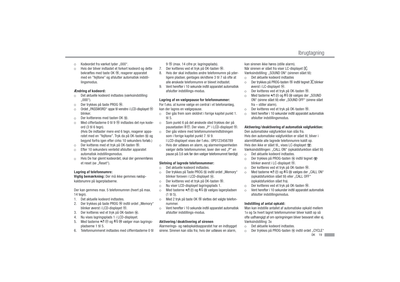 Ibrugtagning | Dexaplan BA 611 User Manual | Page 20 / 35