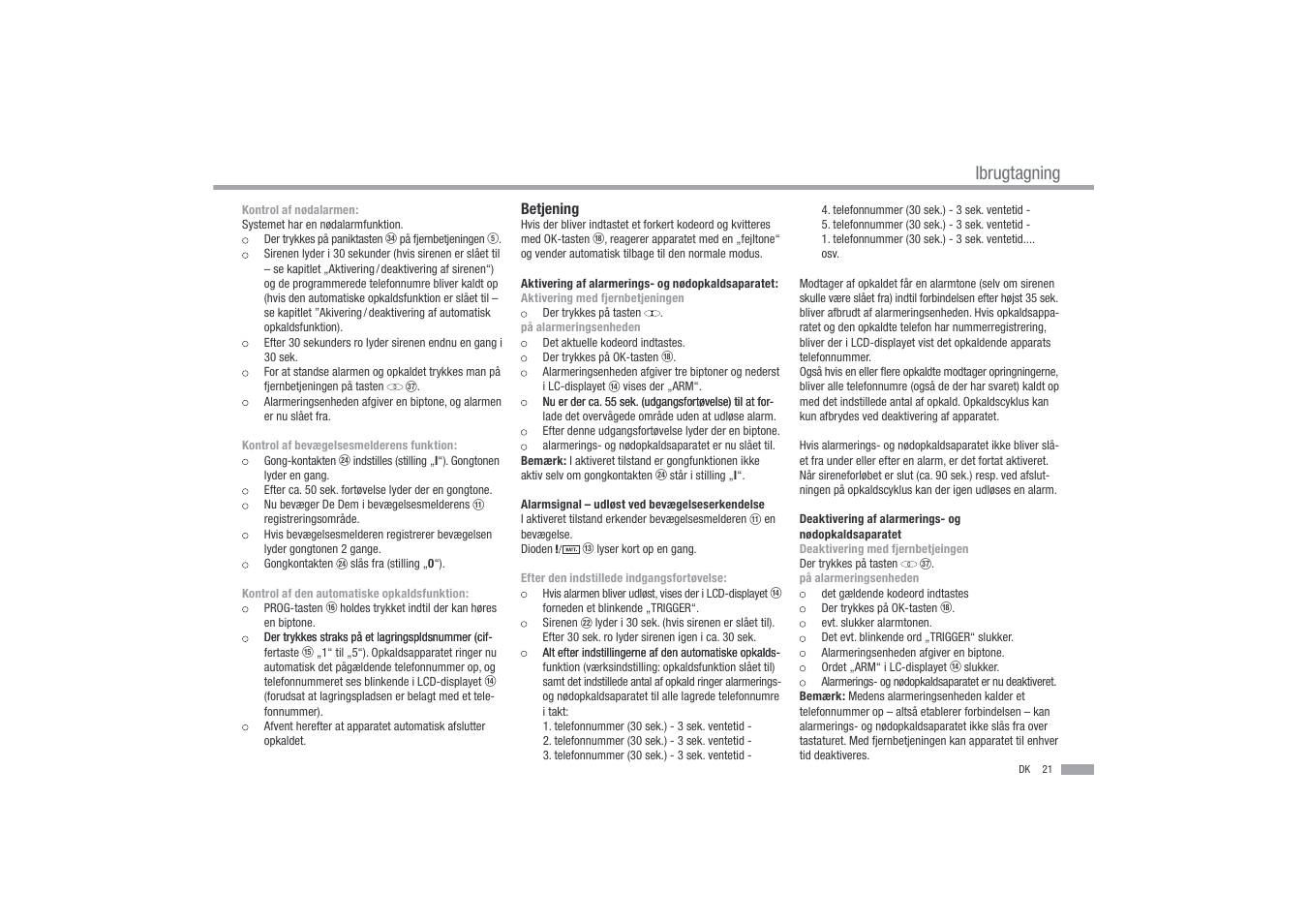 Ibrugtagning | Dexaplan BA 611 User Manual | Page 22 / 35