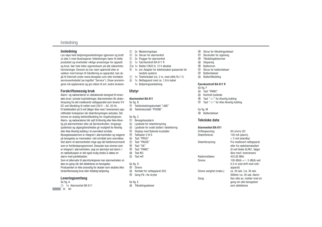 Innledning | Dexaplan BA 611 User Manual | Page 27 / 35
