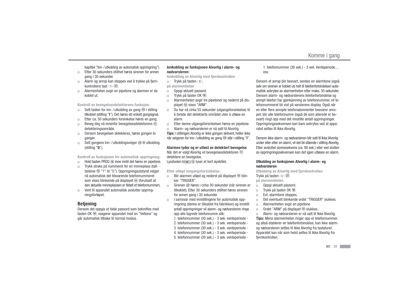 Komme i gang | Dexaplan BA 611 User Manual | Page 32 / 35