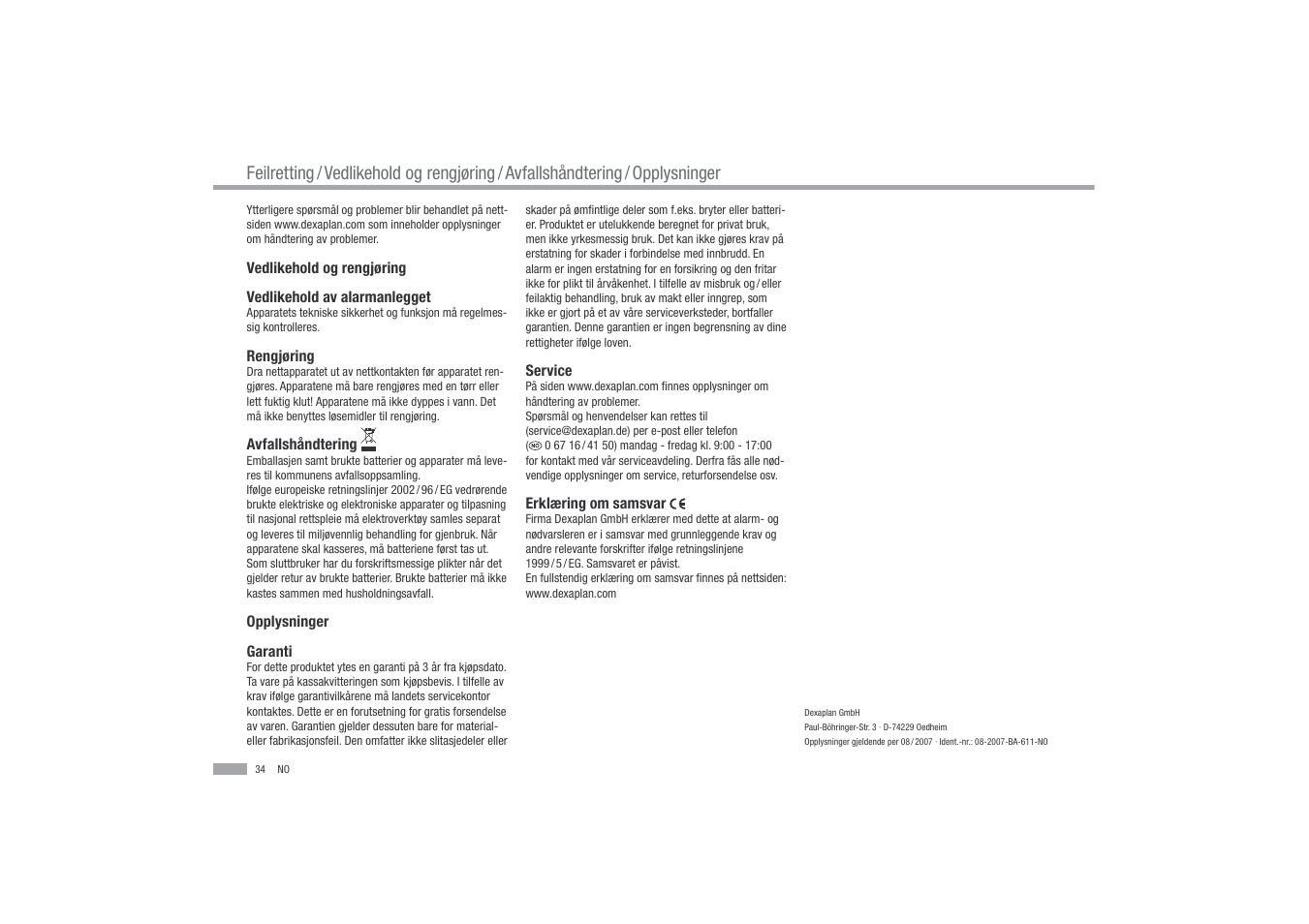 Dexaplan BA 611 User Manual | Page 35 / 35
