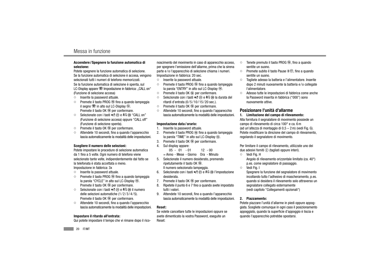 Messa in funzione | Dexaplan BA 611 User Manual | Page 22 / 50