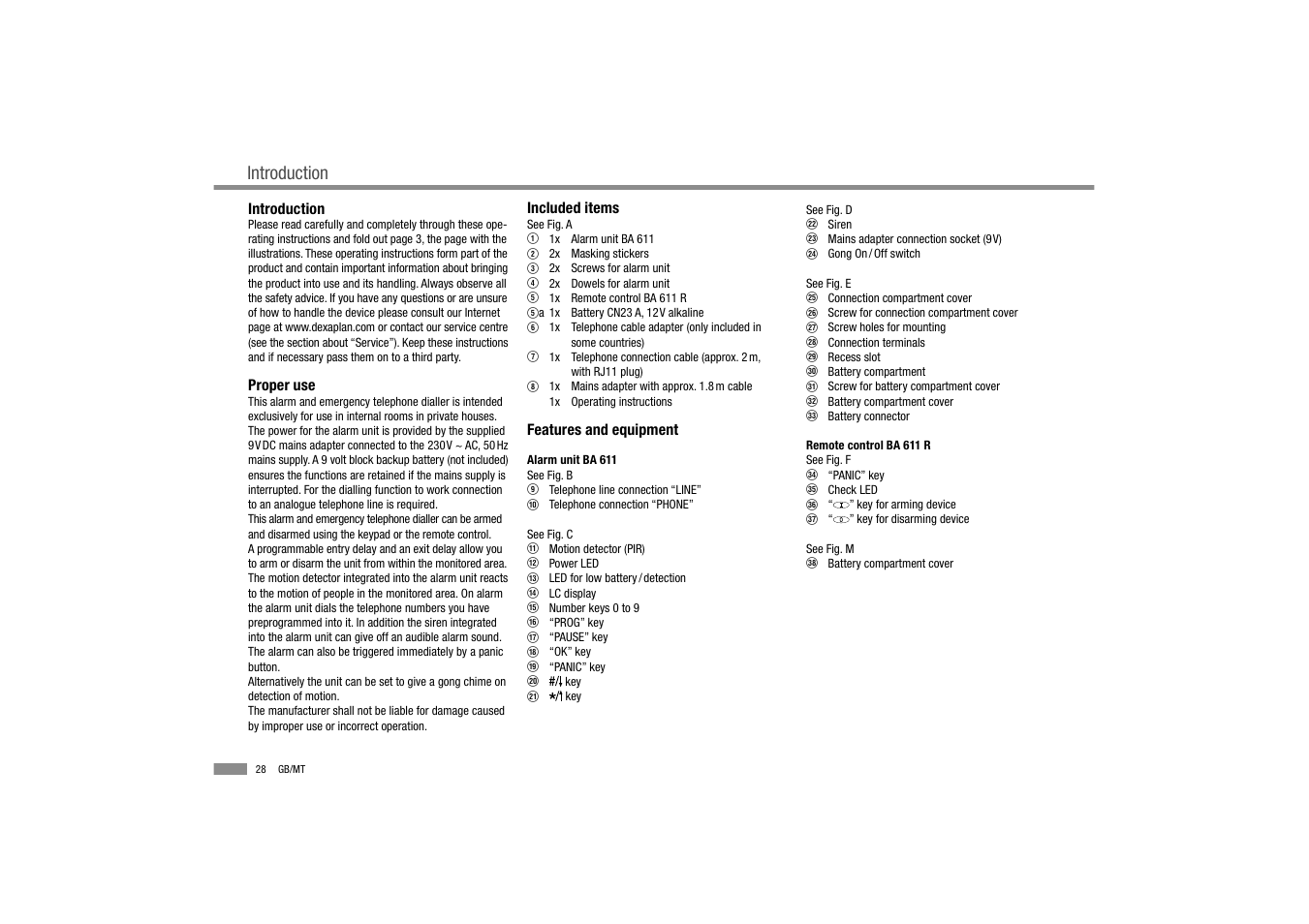 Introduction | Dexaplan BA 611 User Manual | Page 30 / 50