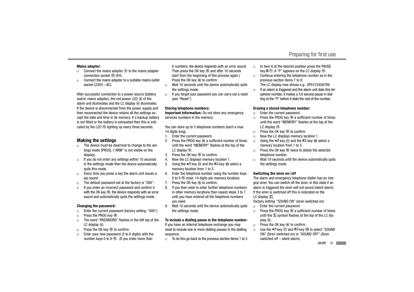 Preparing for first use | Dexaplan BA 611 User Manual | Page 33 / 50