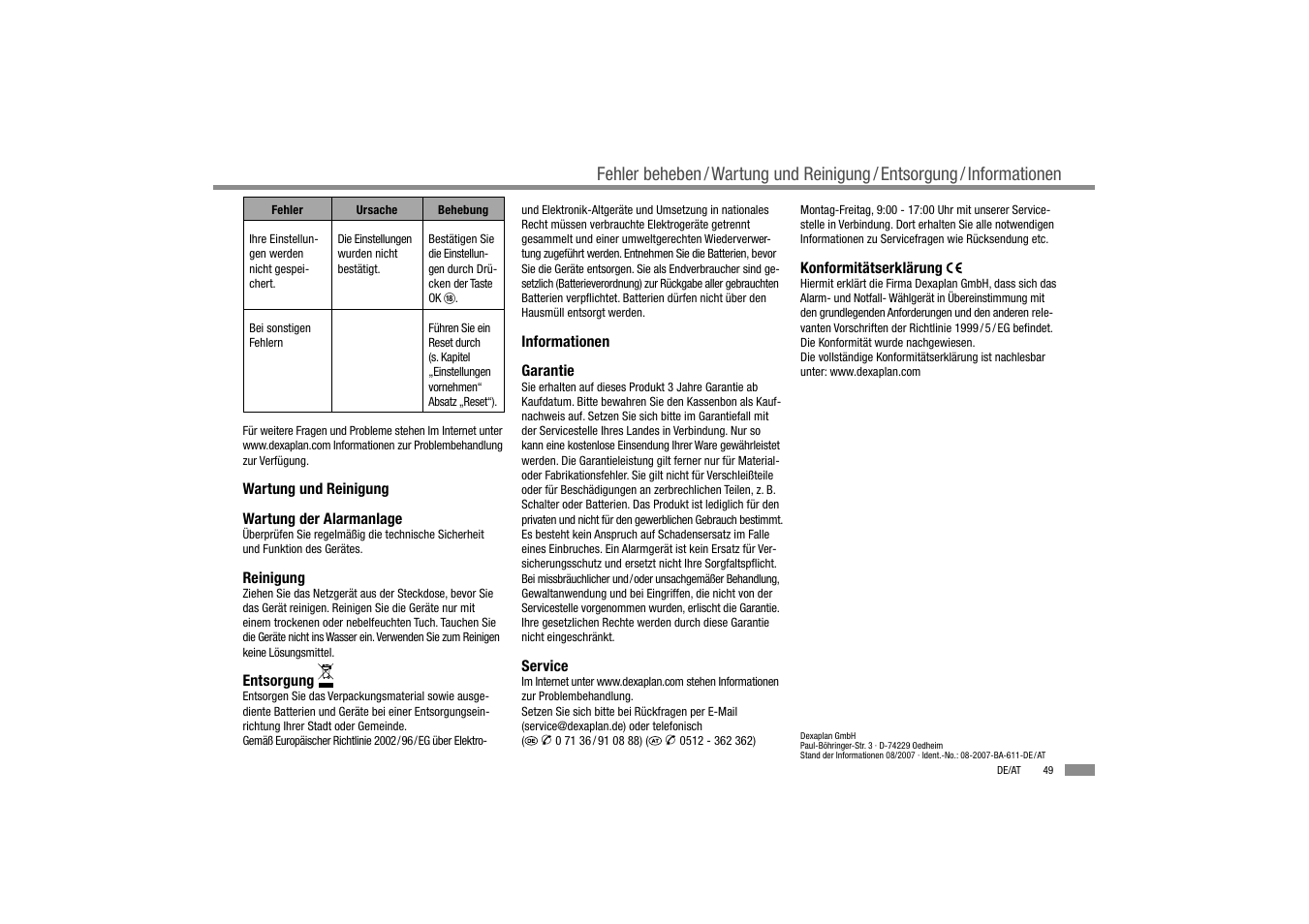 Dexaplan BA 611 User Manual | Page 6 / 50
