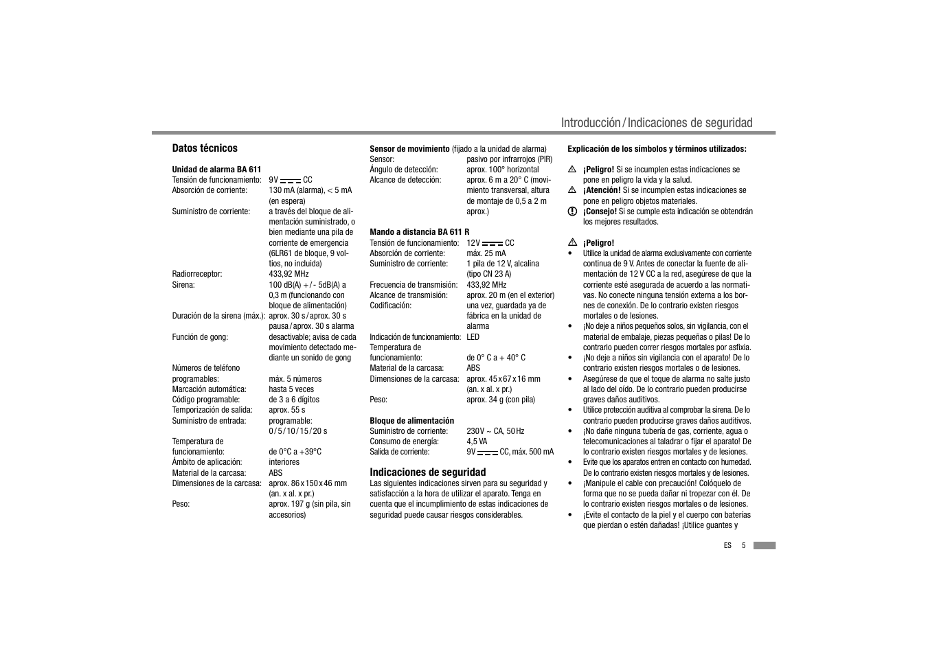 Introducción / indicaciones de seguridad | Dexaplan BA 611 User Manual | Page 7 / 50