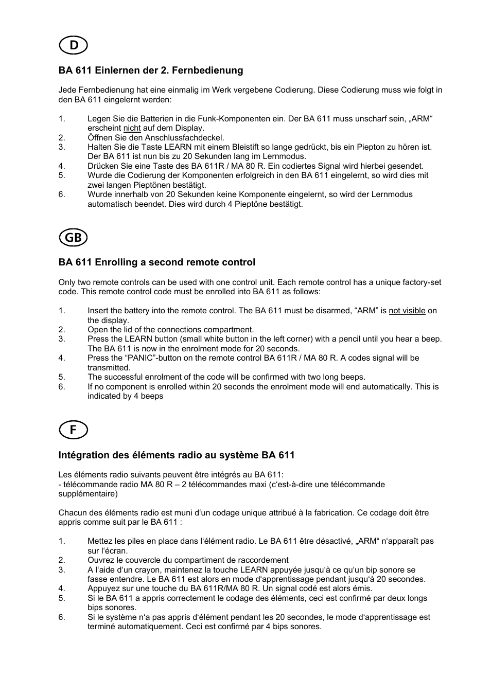 Dexaplan BA 611 R / MA 80 R User Manual | 2 pages