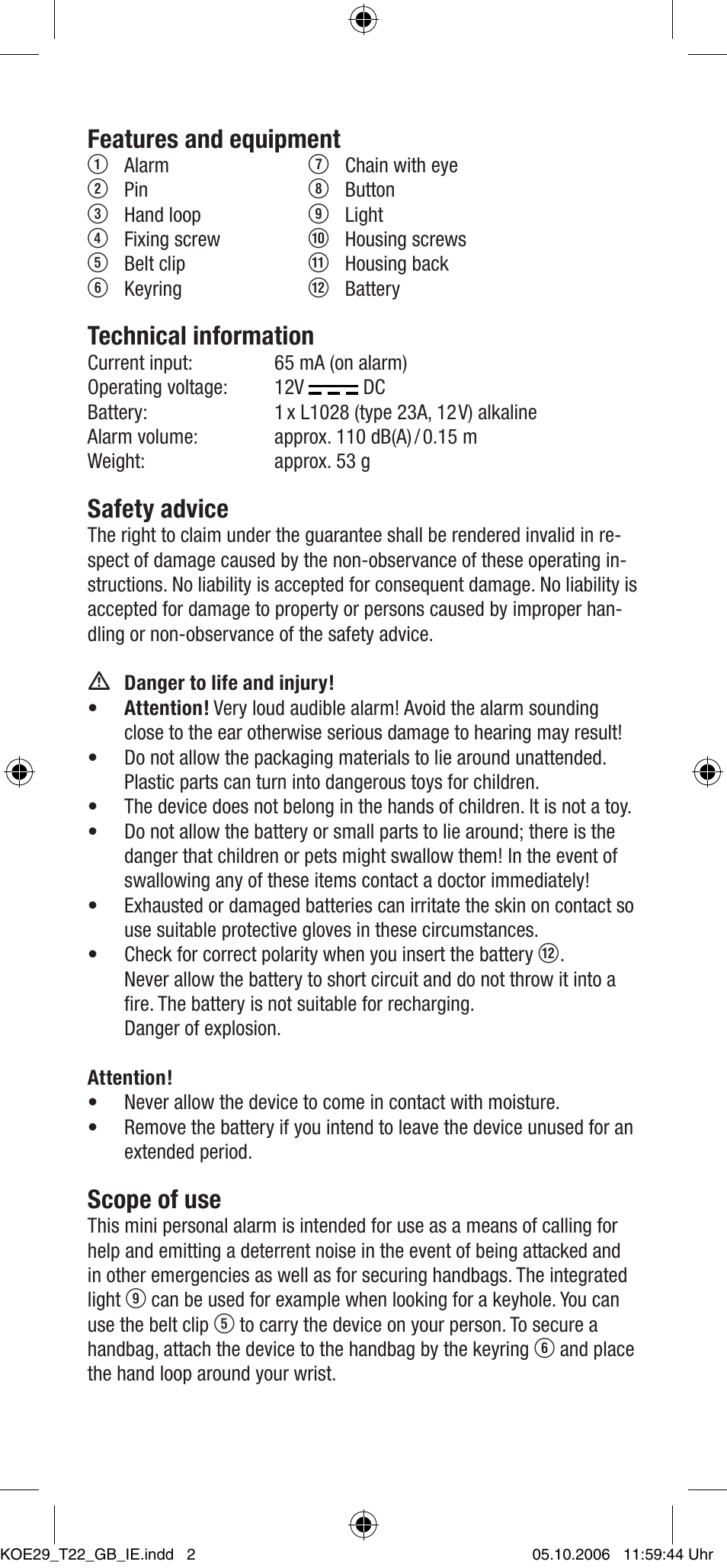 Features and equipment, Technical information, Safety advice | Scope of use | Dexaplan PA 612 User Manual | Page 2 / 4