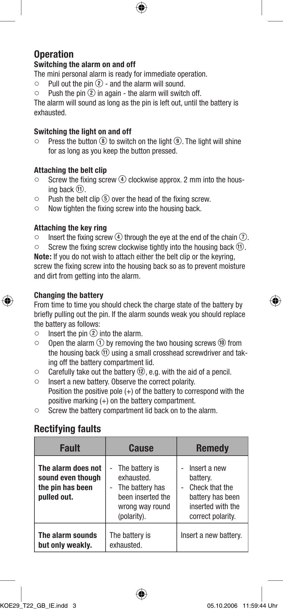 Operation, Rectifying faults fault cause remedy | Dexaplan PA 612 User Manual | Page 3 / 4