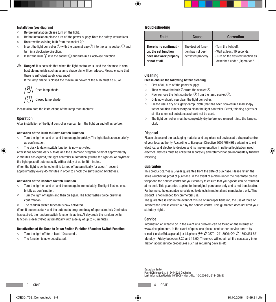 Dexaplan SL 614 / 614 B User Manual | Page 2 / 2