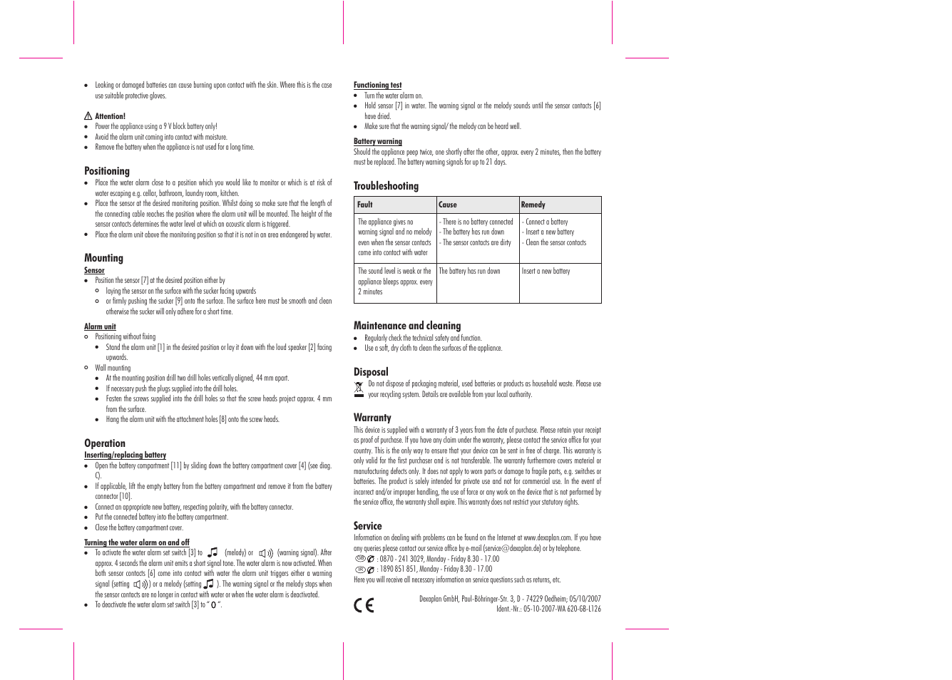 Dexaplan WA 620 User Manual | Page 2 / 2