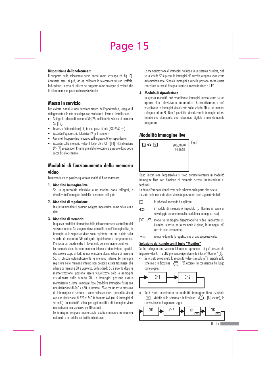 Page 15, Modalità immagine live | Dexaplan DV 622 User Manual | Page 13 / 34