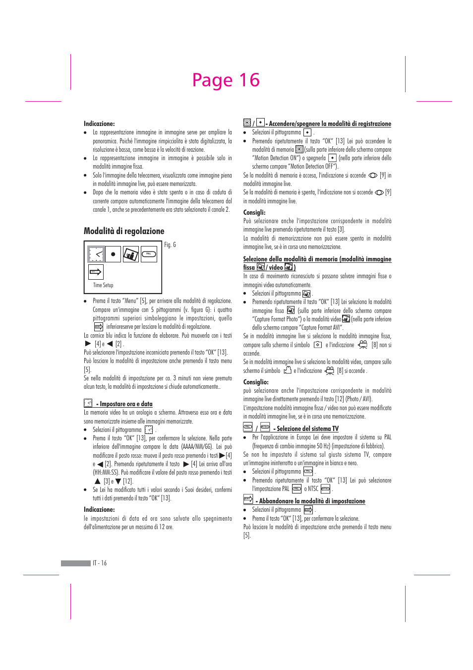 Page 16, Modalità di regolazione | Dexaplan DV 622 User Manual | Page 14 / 34