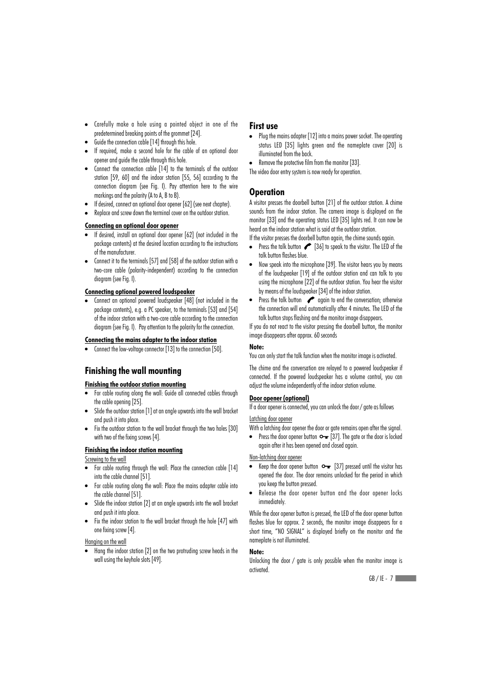 First use operation, Finishing the wall mounting | Dexaplan VT 623 User Manual | Page 5 / 22