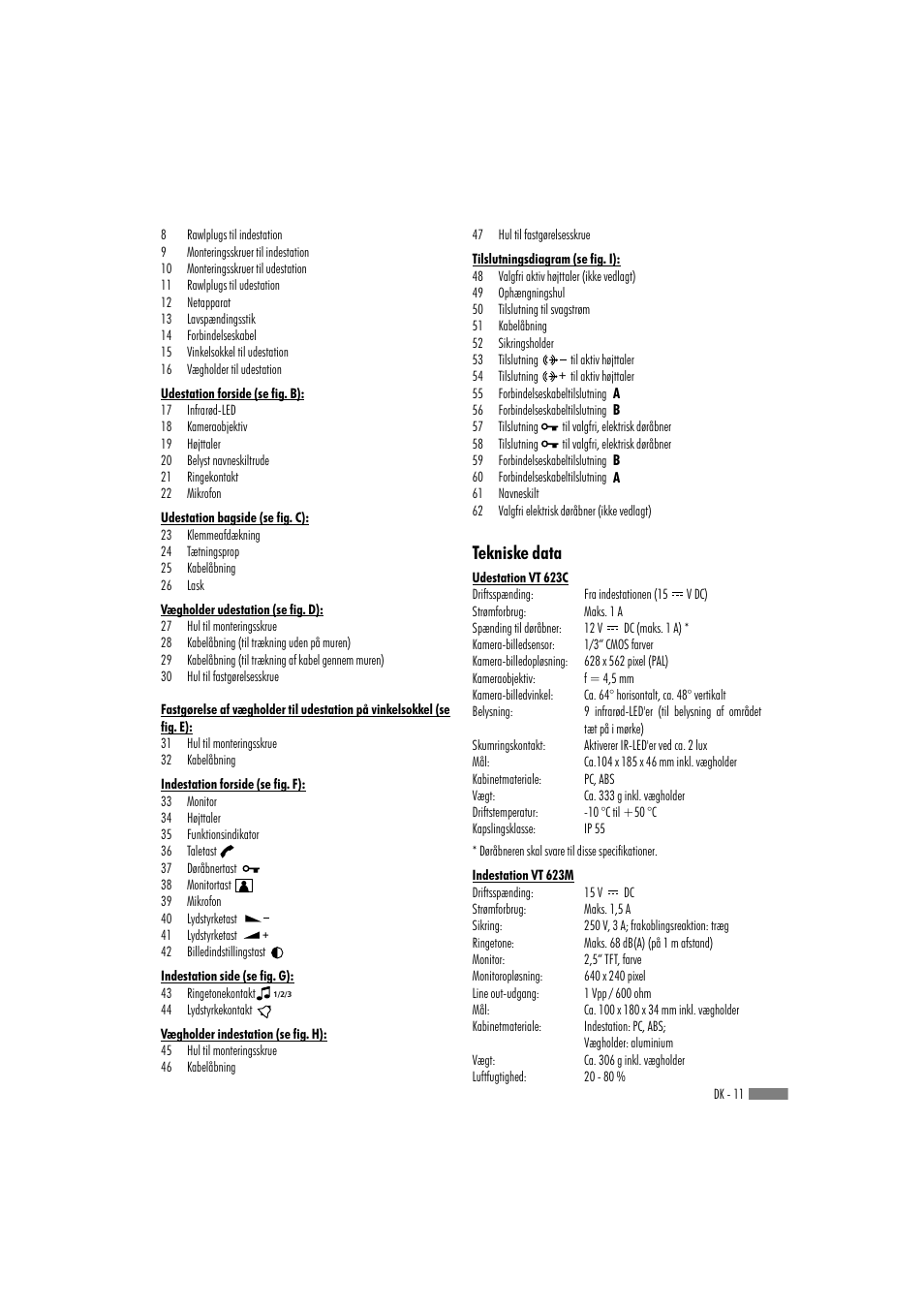 Tekniske data | Dexaplan VT 623 User Manual | Page 9 / 22