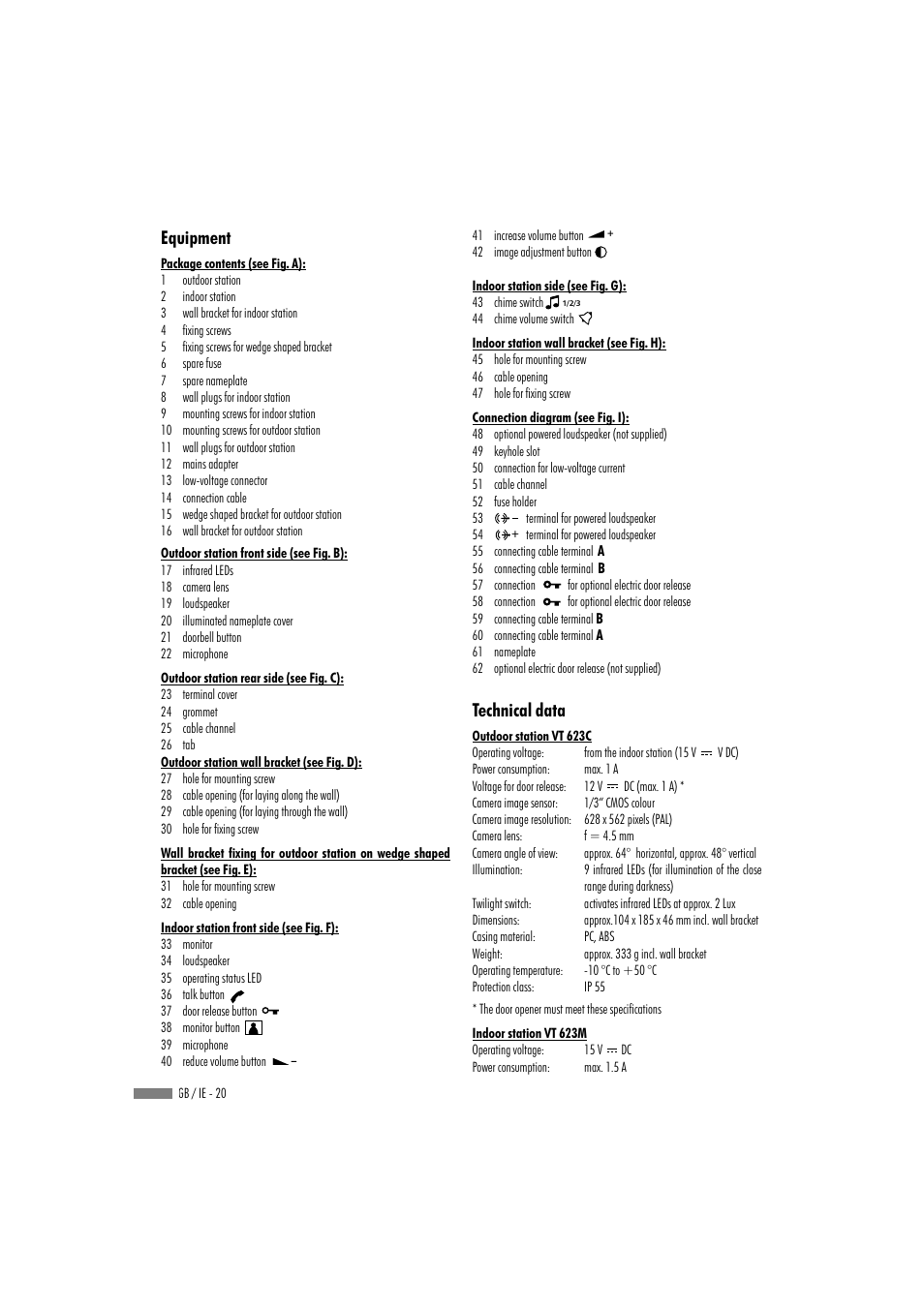 Equipment, Technical data | Dexaplan VT 623 User Manual | Page 18 / 30