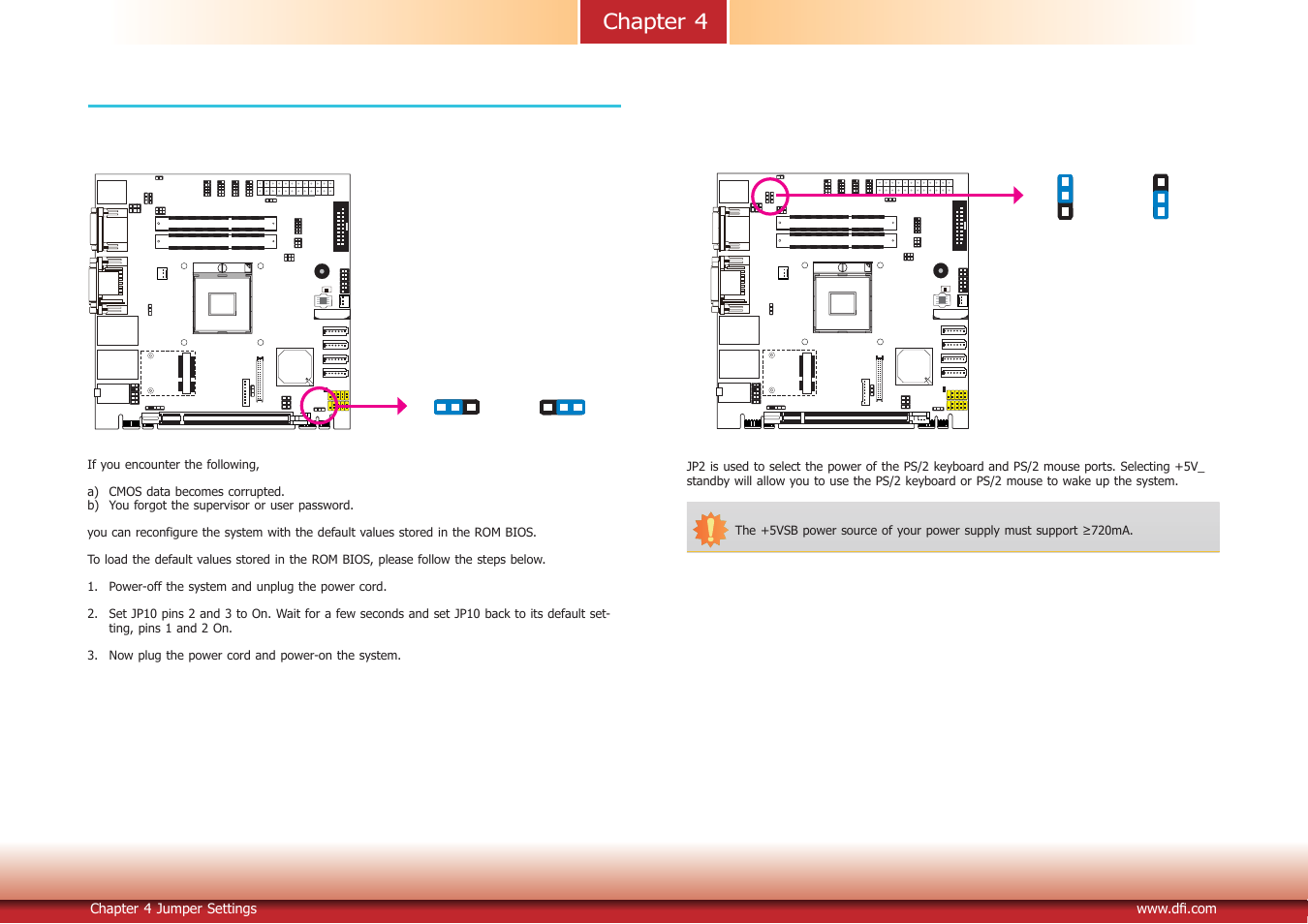 Chapter 4 - jumper settings, Clear cmos, Ps/2 power select | Chapter 4 chapter 4 - jumper settings, Clear cmos ps/2 power select | DFI DT122-CR Manual User Manual | Page 17 / 95