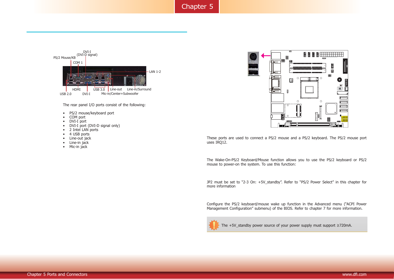 Chapter 5 - ports and connectors, Bottom panel i /o ports | DFI DT122-CR Manual User Manual | Page 22 / 95