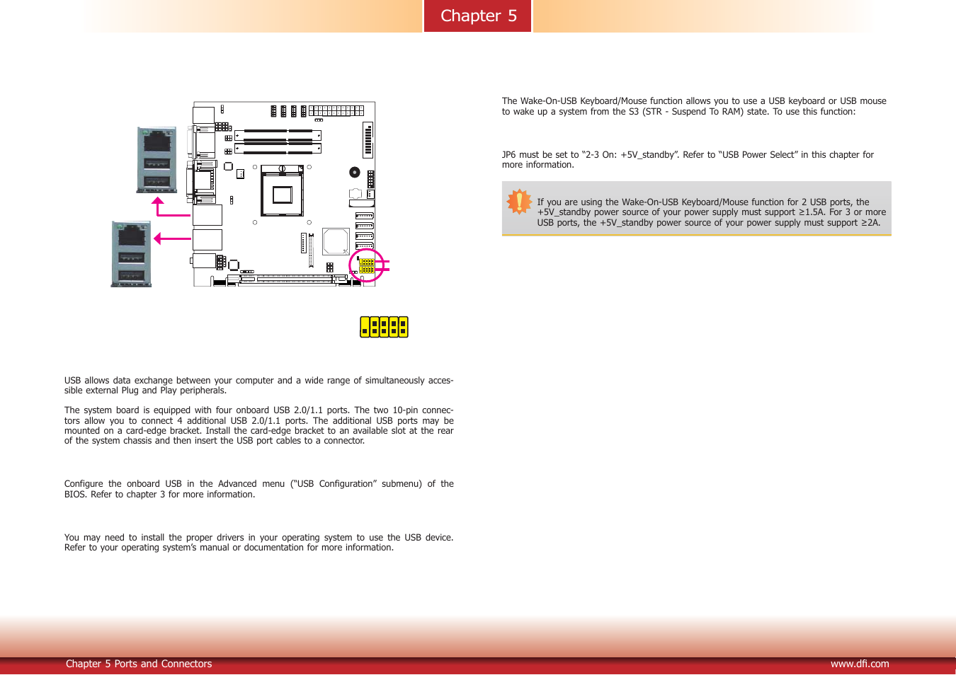 Chapter 5, Usb ports | DFI DT122-HR Manual User Manual | Page 24 / 90