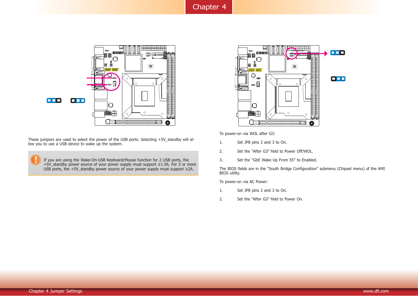 Usb power select, Power-on select, Chapter 4 | DFI DT122-SB Manual User Manual | Page 18 / 85