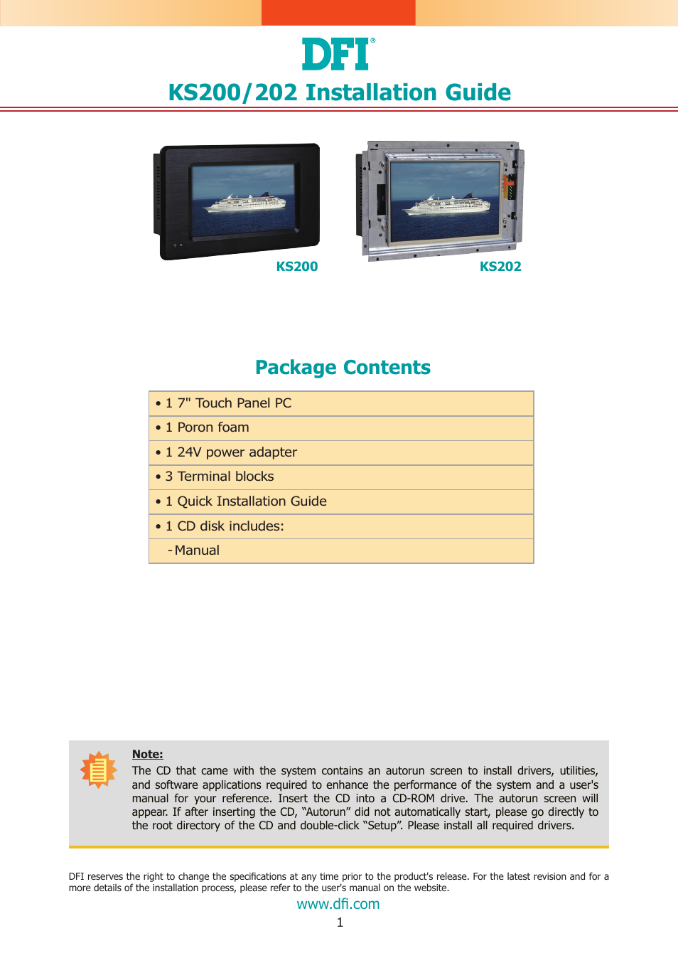 DFI KS200 Installation Guide User Manual | 3 pages