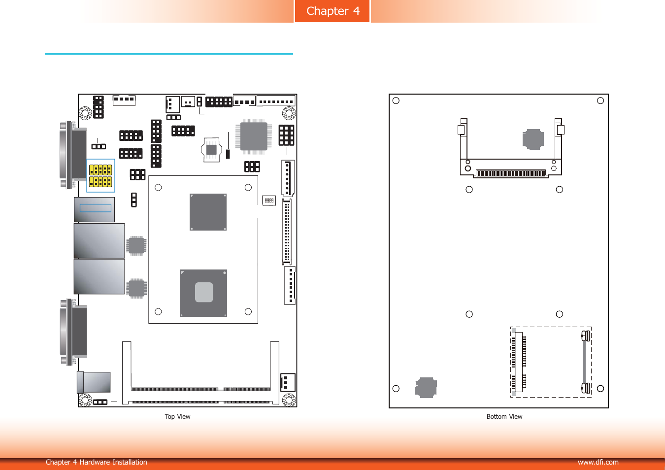 Chapter 4 - hardware installation, Board layout, Chapter 4 hardware installation | Lan 2, Lan 1, Usb 0-1 | DFI KS230-CD Manual User Manual | Page 22 / 72