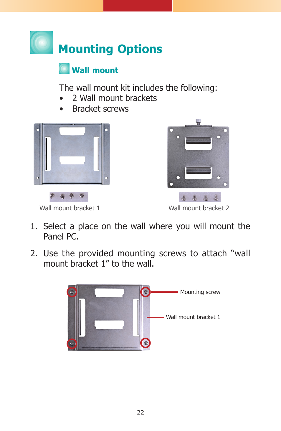 Mounting options | DFI TPC121 Installation Guide User Manual | Page 22 / 28