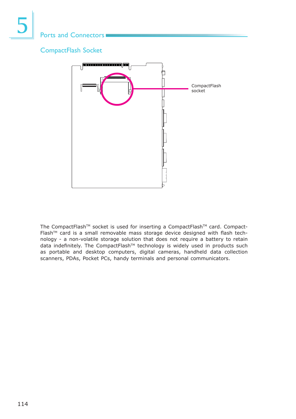 Ports and connectors compactflash socket | DFI EC200 Series User Manual | Page 114 / 204