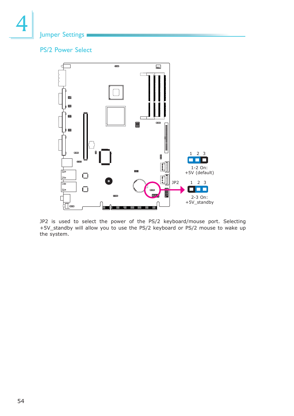 Jumper settings, Ps/2 power select | DFI EC200 Series User Manual | Page 54 / 204