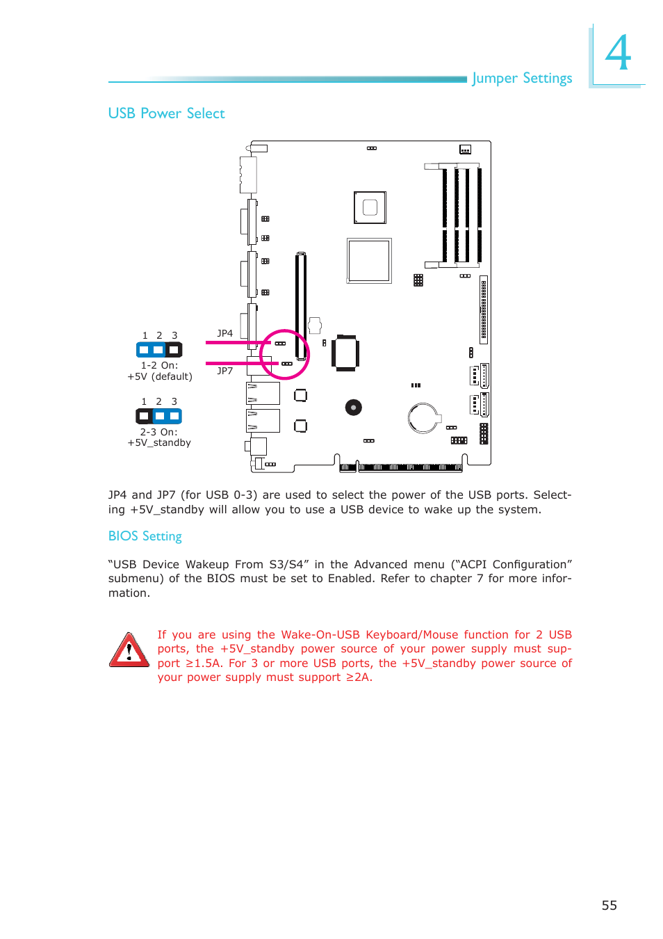 Jumper settings, Usb power select | DFI EC200 Series User Manual | Page 55 / 204