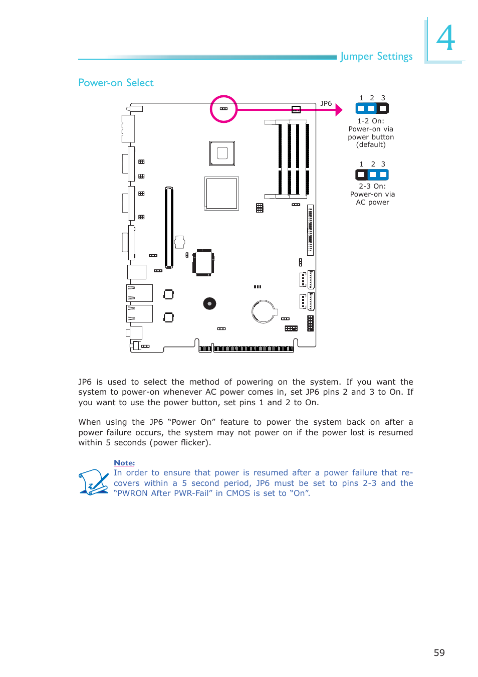 Jumper settings power-on select | DFI EC200 Series User Manual | Page 59 / 204