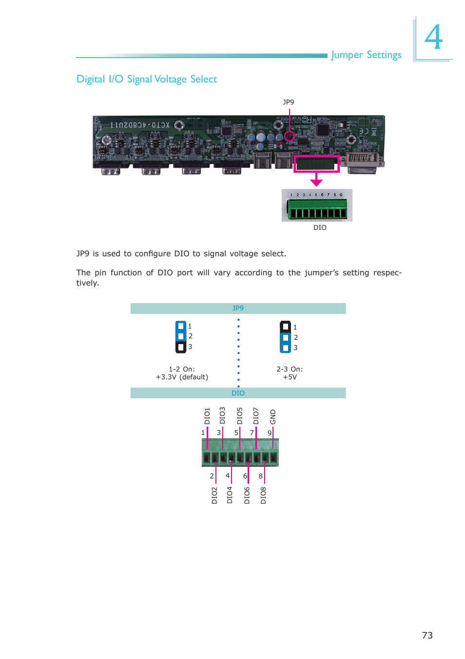 Jumper settings digital i/o signal voltage select | DFI EC200 Series User Manual | Page 73 / 204