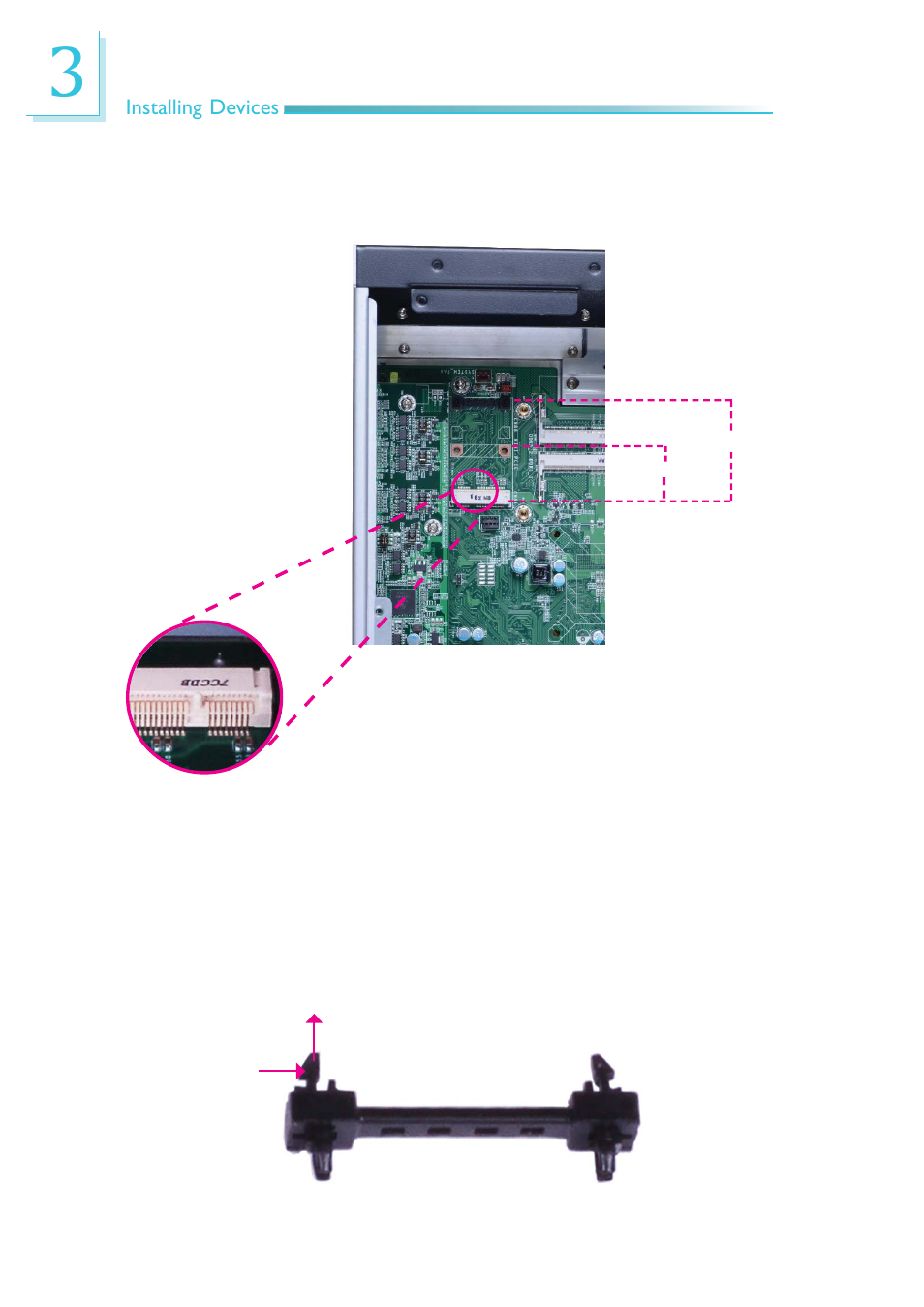 Installing devices, Removing the latch | DFI EC300 Series User Manual | Page 44 / 206