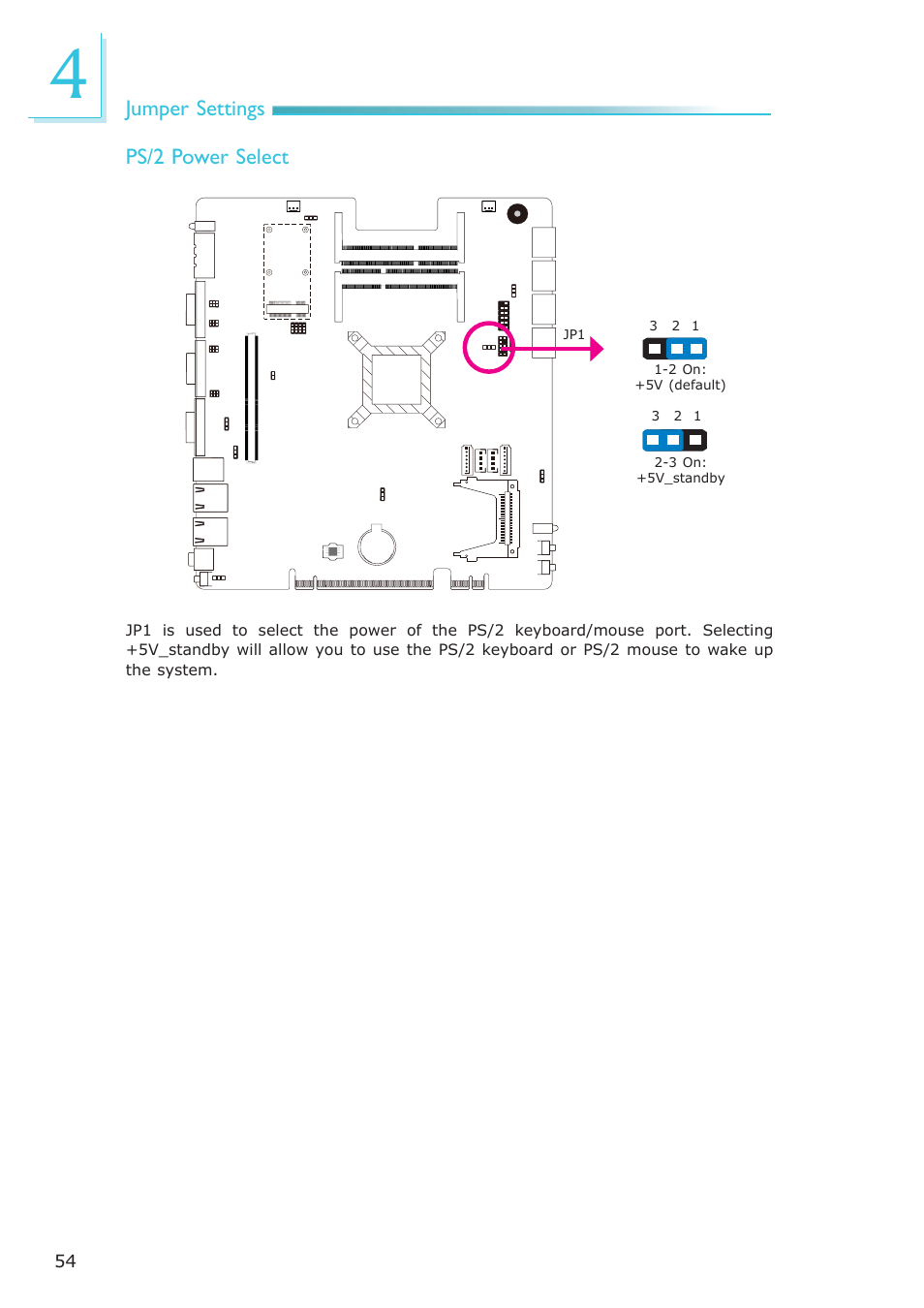 Jumper settings, Ps/2 power select | DFI EC300 Series User Manual | Page 54 / 206