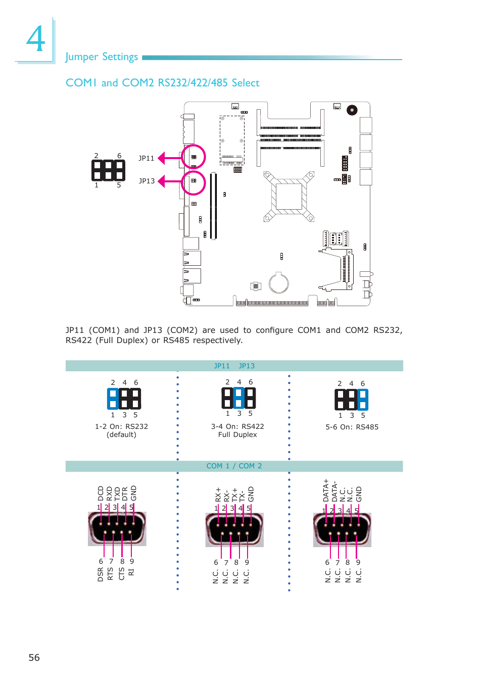 Jumper settings | DFI EC300 Series User Manual | Page 56 / 206