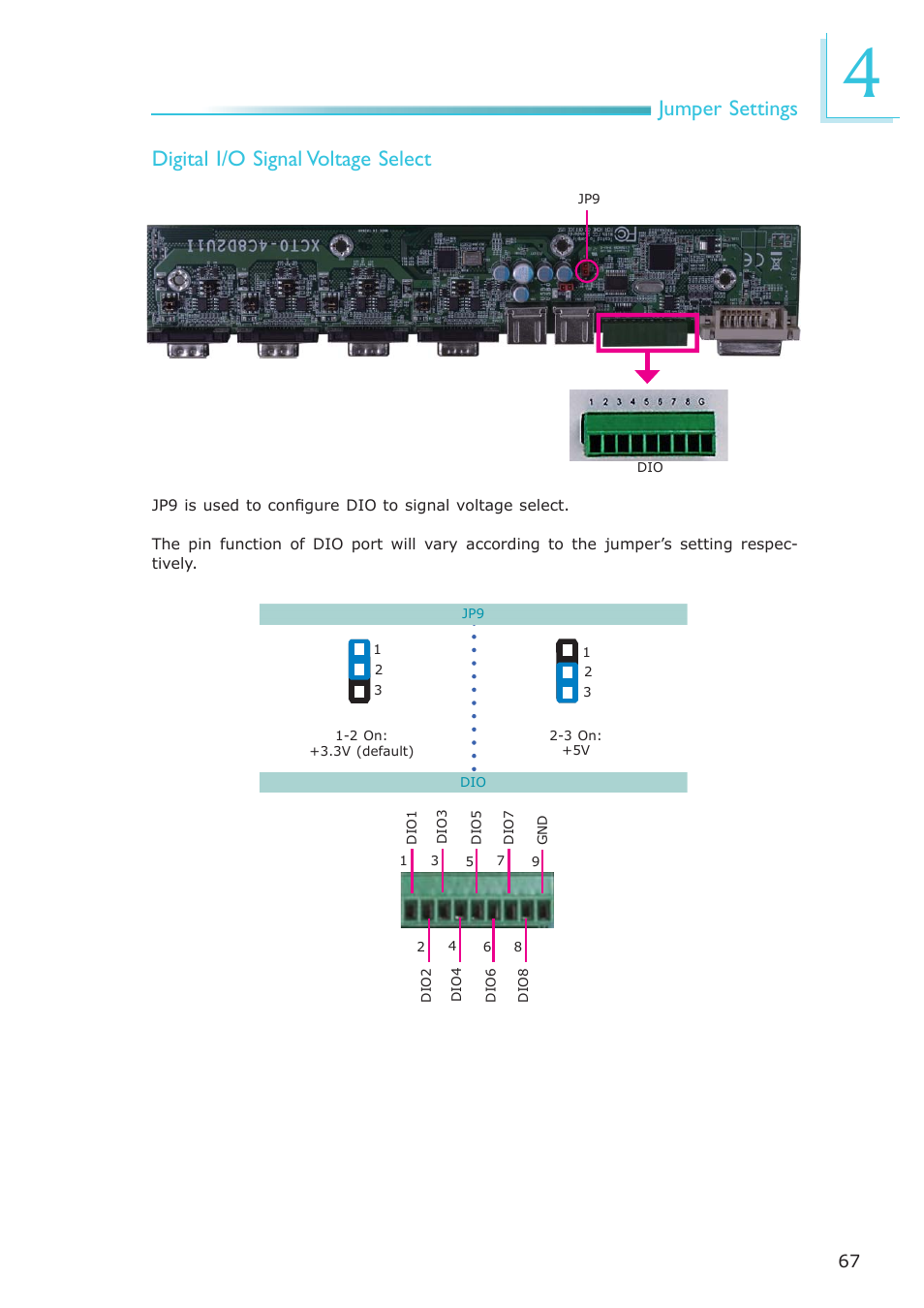 Jumper settings digital i/o signal voltage select | DFI EC300 Series User Manual | Page 67 / 206